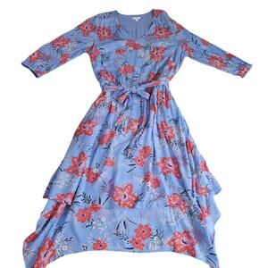 J. Jill Spring Easter Sunday Gauze Maxi Dress Size Large sweetheart neckline EUC